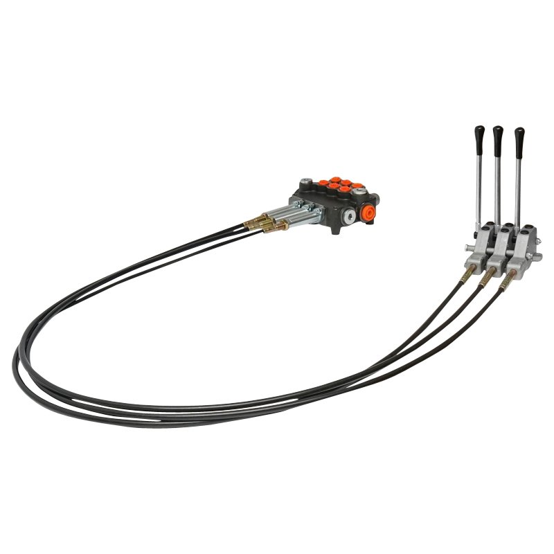 Distribuitor hidraulic cu 3 manete, lungime cablu 2m presiune 250 bar debit 80L/min Breckner Germany